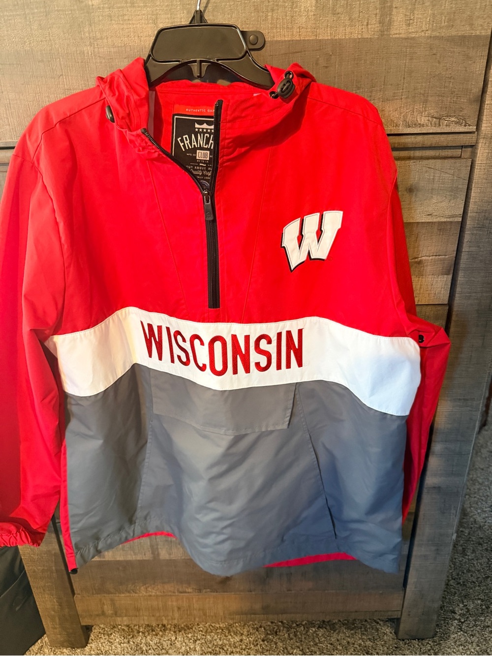 Wisconsin Badger Men’s Windbreaker Jacket - Red/Gray